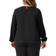 thumbnail image 4 of DARING DIVA Women's Plus Crew Neck Pleated Blouse 1X Black, 4 of 6