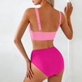 thumbnail image 5 of Fesfesfes Swimsuit for Women's Bikini Solid Set Swimsuit Two Piece Beachwear Split Swimwear Solid Color Print High Waist Women's Fashion Bikinis Sets, 5 of 5