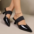 thumbnail image 4 of Xfvqtps Womens Pointed Toe Mule Sandals Patent Leather Kitten Heel Slide Dressy Casual Office Heeled Shoes for Women, 4 of 9