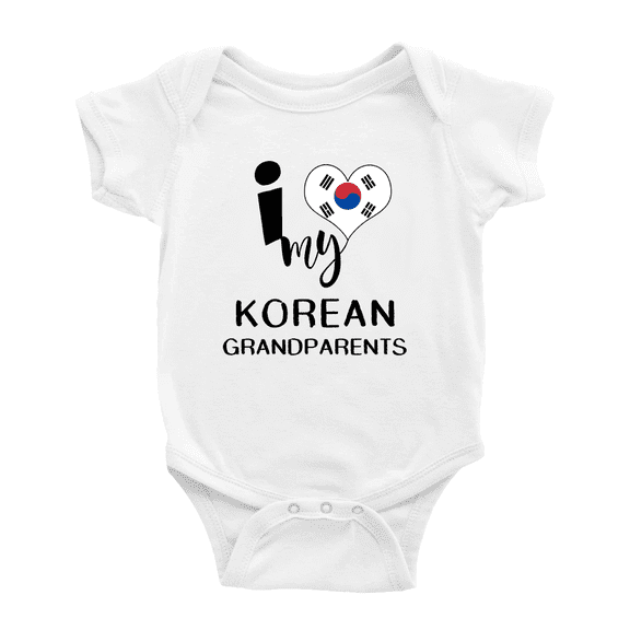 I Heart My Korean Grandparents Korea Love Flag Baby One-Pieces (White, 18-24 Months)