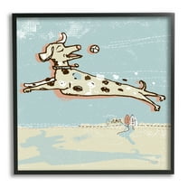 Stupell Industries Modern Dog Playing Fetch Animals & Insects Painting Black Framed Art Print Wall Art, 24 x 24