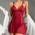 thumbnail image 2 of Levmjia Sleeveless Nightgowns For Women V-Neck Lace Sleep Spaghetti Strap Dress Soft Breathable Comfy Solid Color Casual Summer Home Wear, 2 of 9