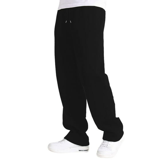 uvwlwu Boy's Girls Baggy Sweatpants Straight Leg Open Bottom Casual Pants Elastic Waist Athletic Joggers Sweat Pants With Pockets(Black,11-12 Years)