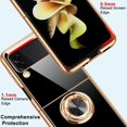 thumbnail image 2 of Compatible with Samsung Galaxy Z Flip 4 Case Silicone Protective Cover with Ring Holder Magnetic Kickstand Shockproof Folding Phone Case Soft TPU Bumper-Black, 2 of 9