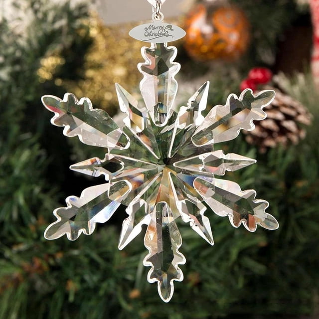TQEHS Adorno colgante de copo de nieve de cristal para árbol de Navidad, hermoso y encantador R4R8