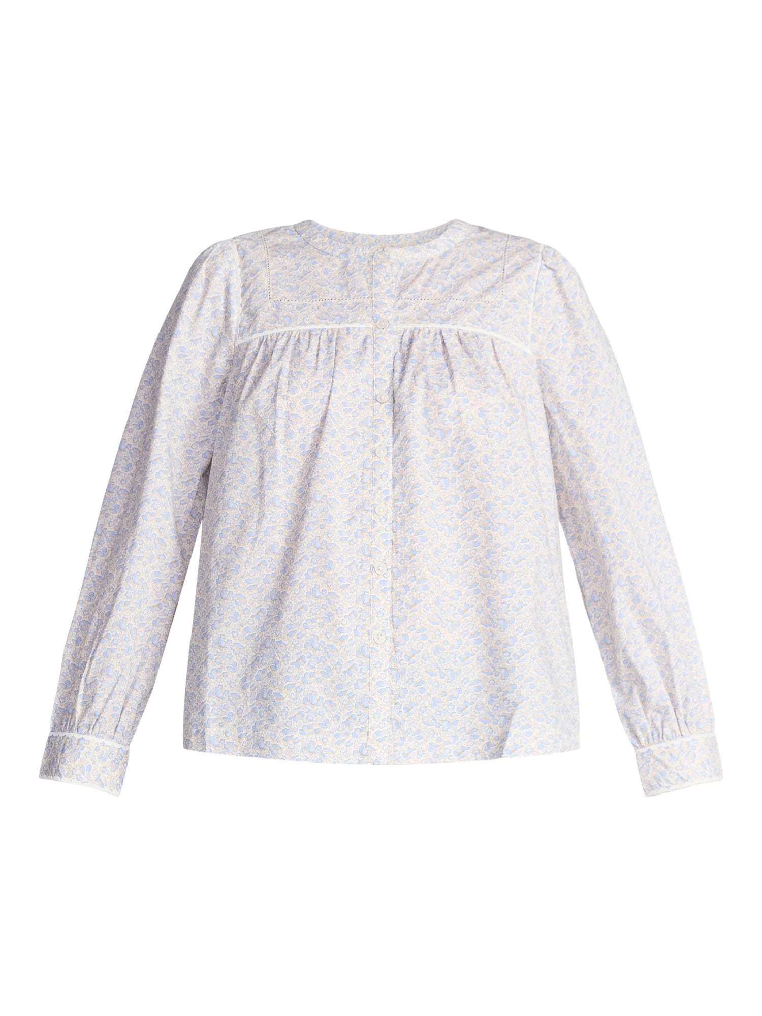 Time and Tru Women's Embroidered Cotton Button Front Shirt with Long Sleeves, Sizes XS-XXXL