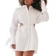 thumbnail image 5 of Vestido con cuello de solapa para mujer Vestido elegante ahuecado Vestido de desplazamiento diario de color sólido, 5 of 9