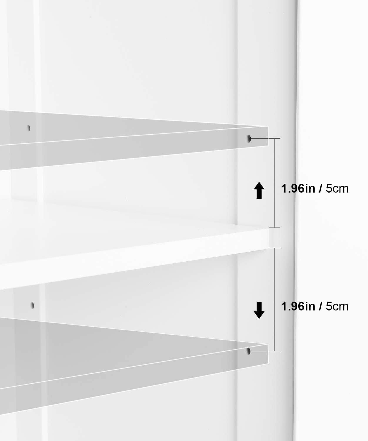 Homfa Bathroom Storage Cabinet, 42.7"H Floor White Wooden Linen Cabinet with Shelves and Doors