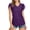 Purple, variant on Women's Striped V Neck Short Sleeve Blouse Ruffle Sequins Slim Party Vacation Beach Tops, Purple S