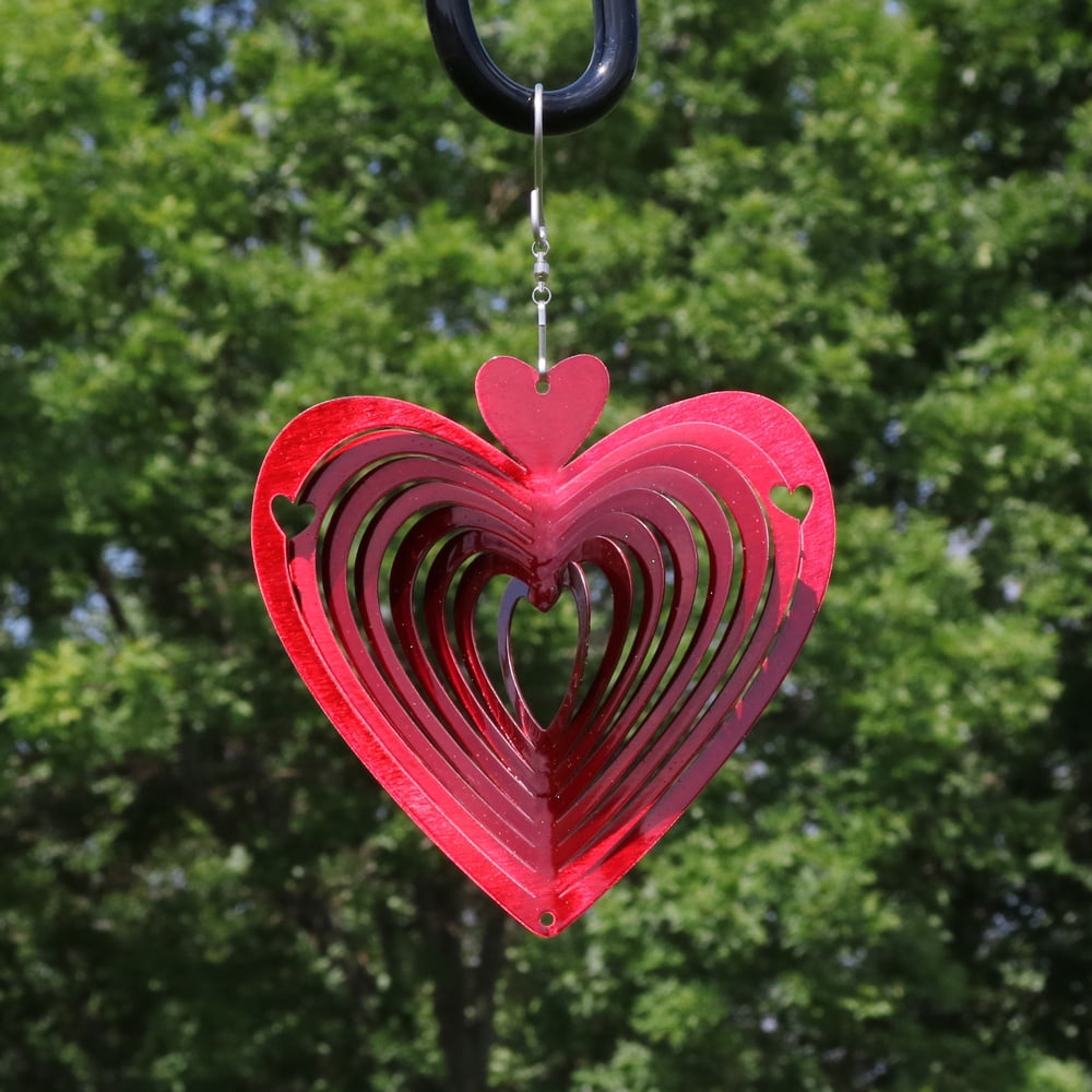 Sunnydaze 3D Heart Whirligig Wind Spinner with Hook, 6-Inch by Sunnydaze Decor