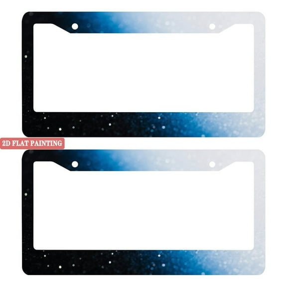 2Packs License Plate Frames with Blue Black Gradient Sparkle Starry Pattern Includes Screws & Caps Full Accessories Included Size 6. 3x12. 2inch(16x31cm)
