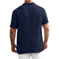 thumbnail image 5 of Hurxie Men's Linen Shirt Short Beach Hippie T Shirts Casual Summer Lightweight Henley Shirts Navy,S, 5 of 7