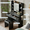 thumbnail image 4 of Makeup Vanity with LED Mirror & Stool, USB/Type-C Outlets, 3 Light Modes, and Storage Drawers for Bedroom, 4 of 7