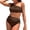 Coffee, variant on Womens Bikini Set One Shoulder Solid Color Swimwear Mesh Panel Top High Waisted Ruched Bottom Tummy Control Bathing Suit , 2PC
