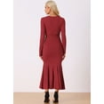 thumbnail image 3 of DARING DIVA Sweater Ribbed Knit Bodycon Long Maxi Fishtail Dress 2XL Red, 3 of 6
