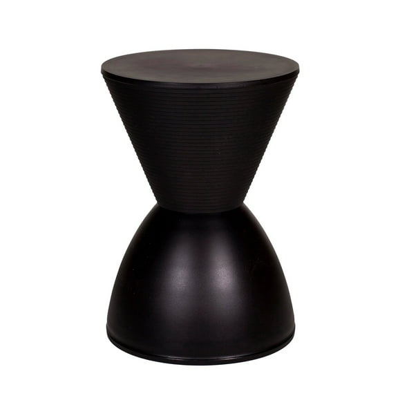 Benjara Hillary 17 Inch Side Table, Indoor Outdoor, Hourglass Shape, Black Finish