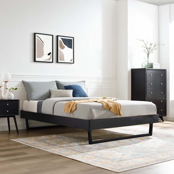 Modway Billie King Wood Platform Bed Frame in Black
