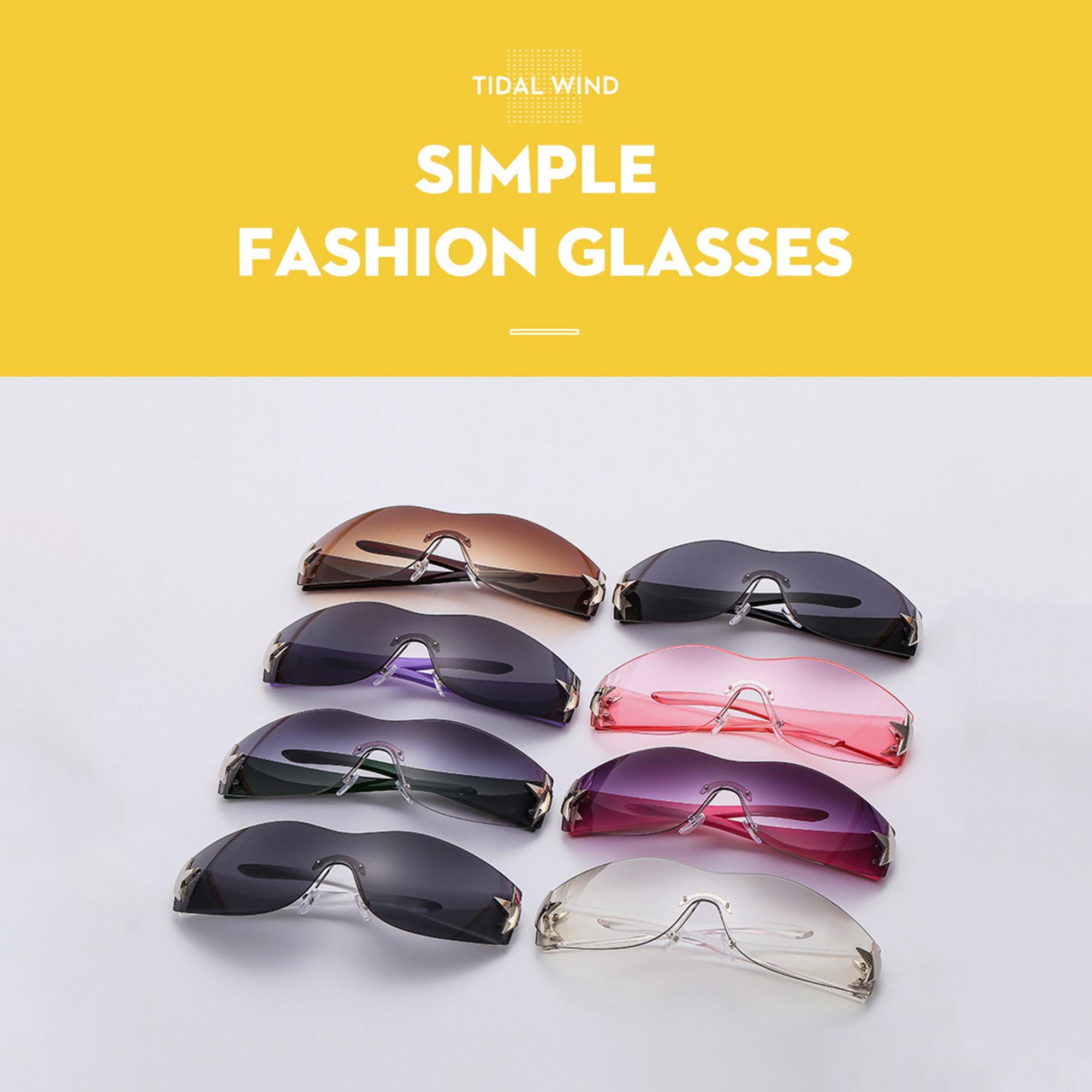 Vintage Rimless Square Sunglasses Women Luxury Fashion Oversized Sun G –  Walmart - IQYN