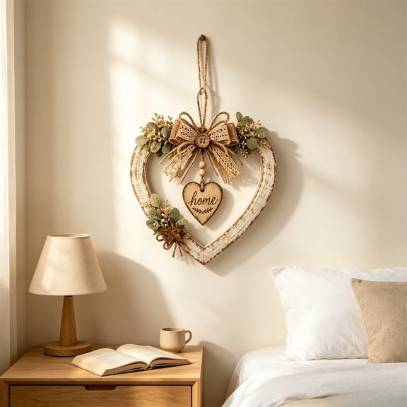 Rustic Farmhouse Heart Wall Decor With Home Sign, Country Style Rustic Wall Art Multicolored 30*30Cm