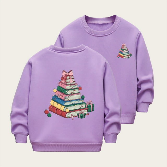 Cowsor Girls Sweatshirts Kids Cute Graphic Crewneck Pullover Tops Xmas Long Sleeve Holiday Shirts