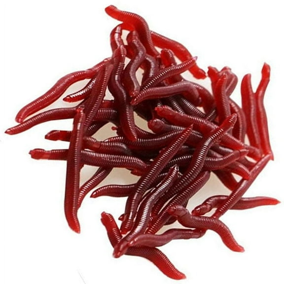 LEDMOMO Brown Silicone Fishing Worm Lures 4cm Soft Artificial Red Worms for Relaxing Fishing Use