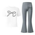 thumbnail image 5 of XIYON Girls Clothing Set Stylish Girls Casual Outfit With Bow Printed And Flared Pants For Everyday Wear 9-10 Years, 5 of 5