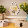 thumbnail image 3 of Northlight Beaded Meant to Bee Hexagon Hanging Wall Sign - 8.25" x 7" - White and Yellow, 3 of 9