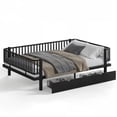 thumbnail image 6 of HICOMILA Queen Size Platform Bed with Storage Drawers, Metal Daybed Frame with Upgraded Safety Round-Pipe Design, Low Profile Design, Black, 6 of 7