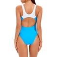 thumbnail image 4 of CIENVNSTG Womens Color Block Splicing One Piece Bathing Suit Scoop Neck Racerback Sleeveless Athletic Swimwear For Swimming Pool And Water Activities Sky Blue S, 4 of 4
