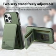 thumbnail image 3 of For iPhone 13 Wallet Phone Case,PC + PU Leather + TPU Hybrid Design,With Card Slots,Diagonal Fabric Pattern,Back Flip Kickstand,Shockproof Rugged Dropproof Phone Case,Green, 3 of 9