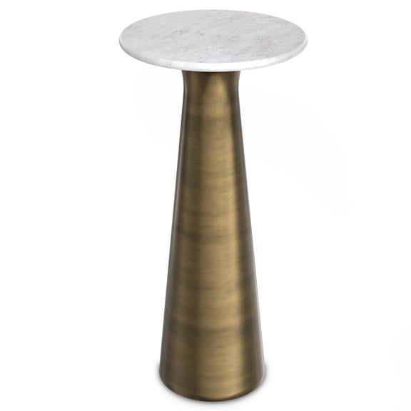 Simpli Home Nicollette Modern Contemporary 12 inch Wide Metal Side Table in Antique Brass