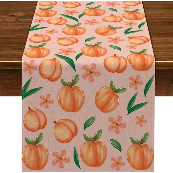 Linen Peach Table Runner Summer Sweet As A Peach Girl Birthday Party Decoration Home Dining Room Kitchen Table Decor (13" x 72")