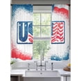 thumbnail image 2 of Independence Day Sheer Curtains 2 Panels Set Patriotic USA Flag Red Blue Stripe Star Sheer Window Curtains Light Filtering Rod Pocket Voile Drapes for Bedroom Living Room 52"X72", 2 of 9
