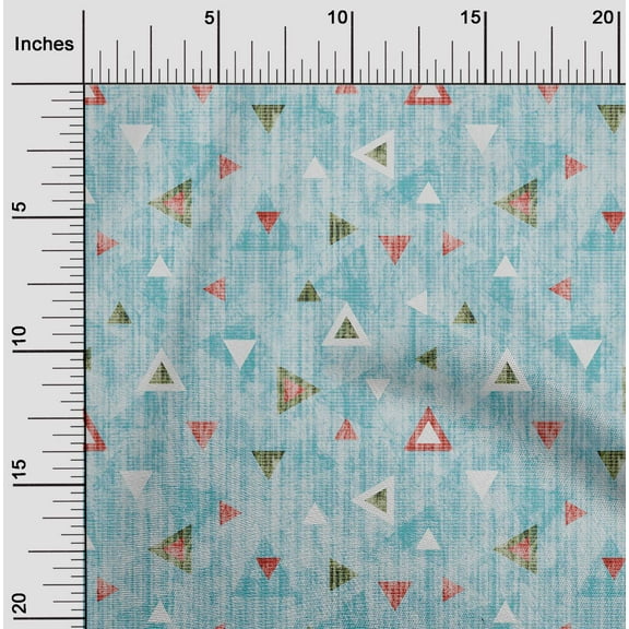 oneOone Silk Tabby Sky Blue Fabric Texture & Triangle Geometric Dress Material Fabric Print Fabric By The Yard 42 Inch Wide