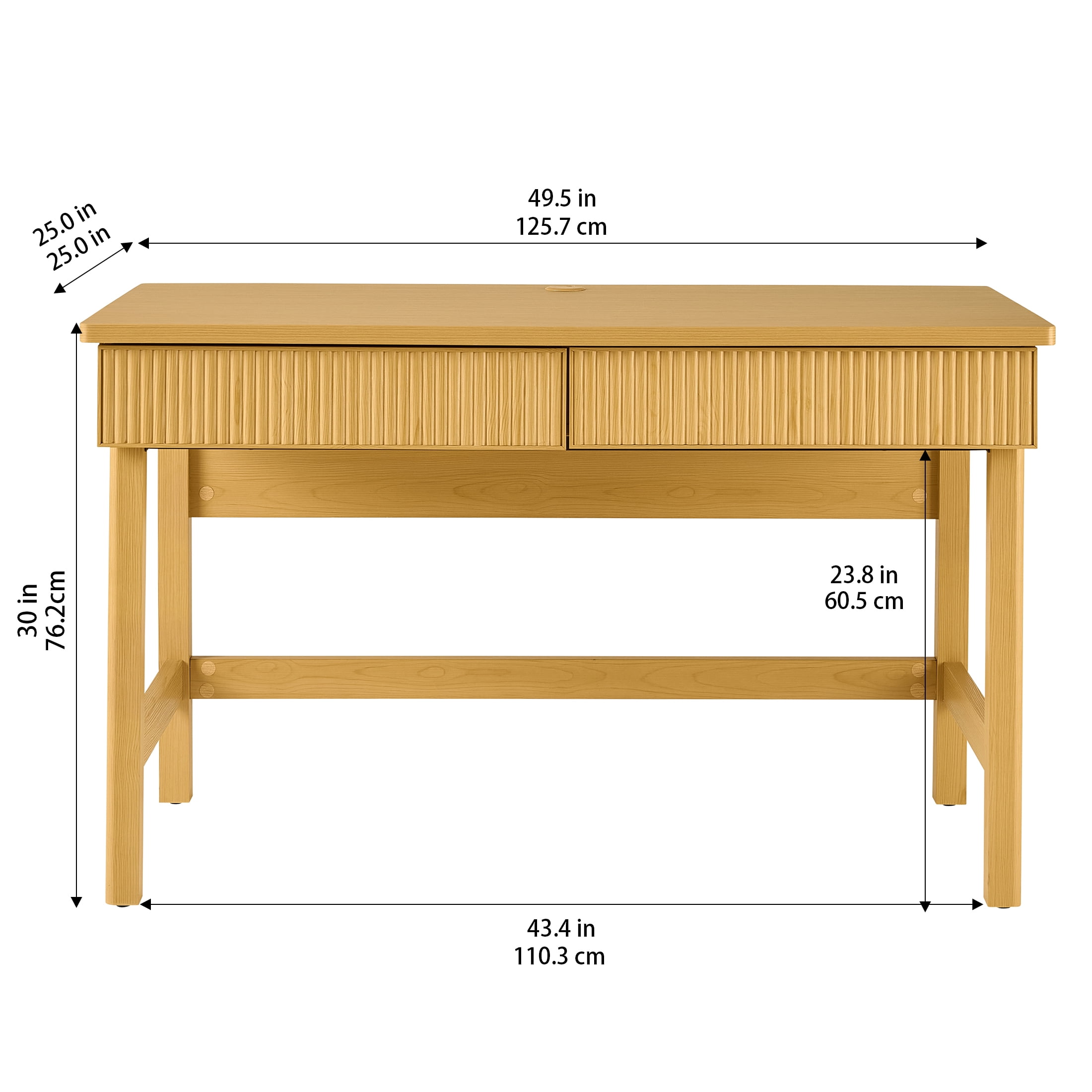 Better Homes & Gardens Lillian Fluted Desk, Natural Pine Finish