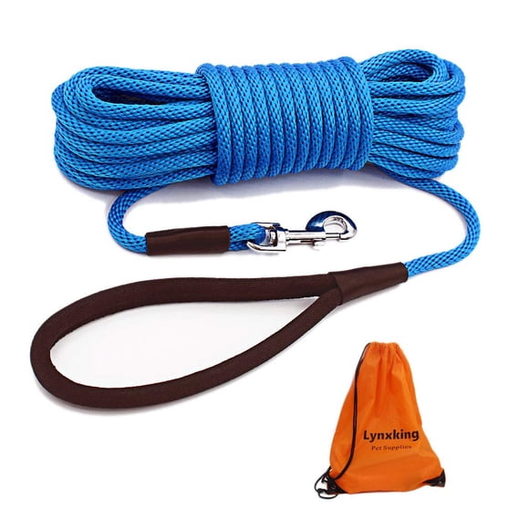 Correa para perros Lynxking Check Cord, larga, 15 m, para perro, color azul