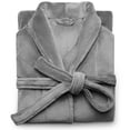 thumbnail image 4 of Men's Bathrobe Fleece Spa Robe, 100% polyester Shawl Collar Soft Warm Plush Robe, Machine Wash, Grey, 4 of 7