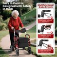 thumbnail image 6 of Giantex Walkers for Seniors, Folding Rolling Walker w/Reversible Backrest, Detachable Storage & Umbrella Holder, Red, 6 of 9