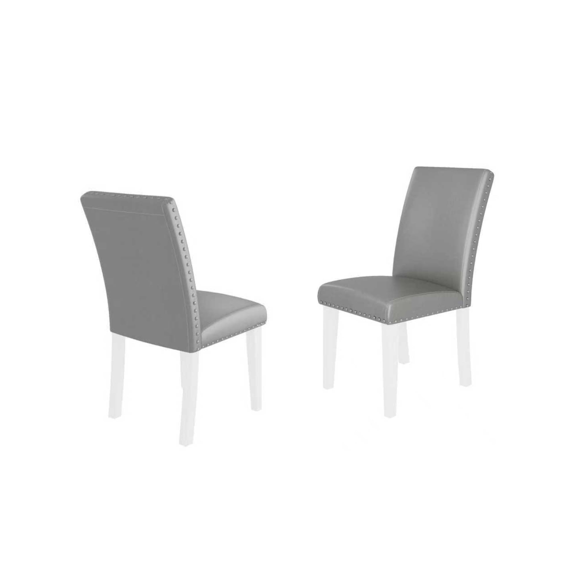 Faux Leather Fabric Dining Chairs with Nailhead Trim, Set of 2