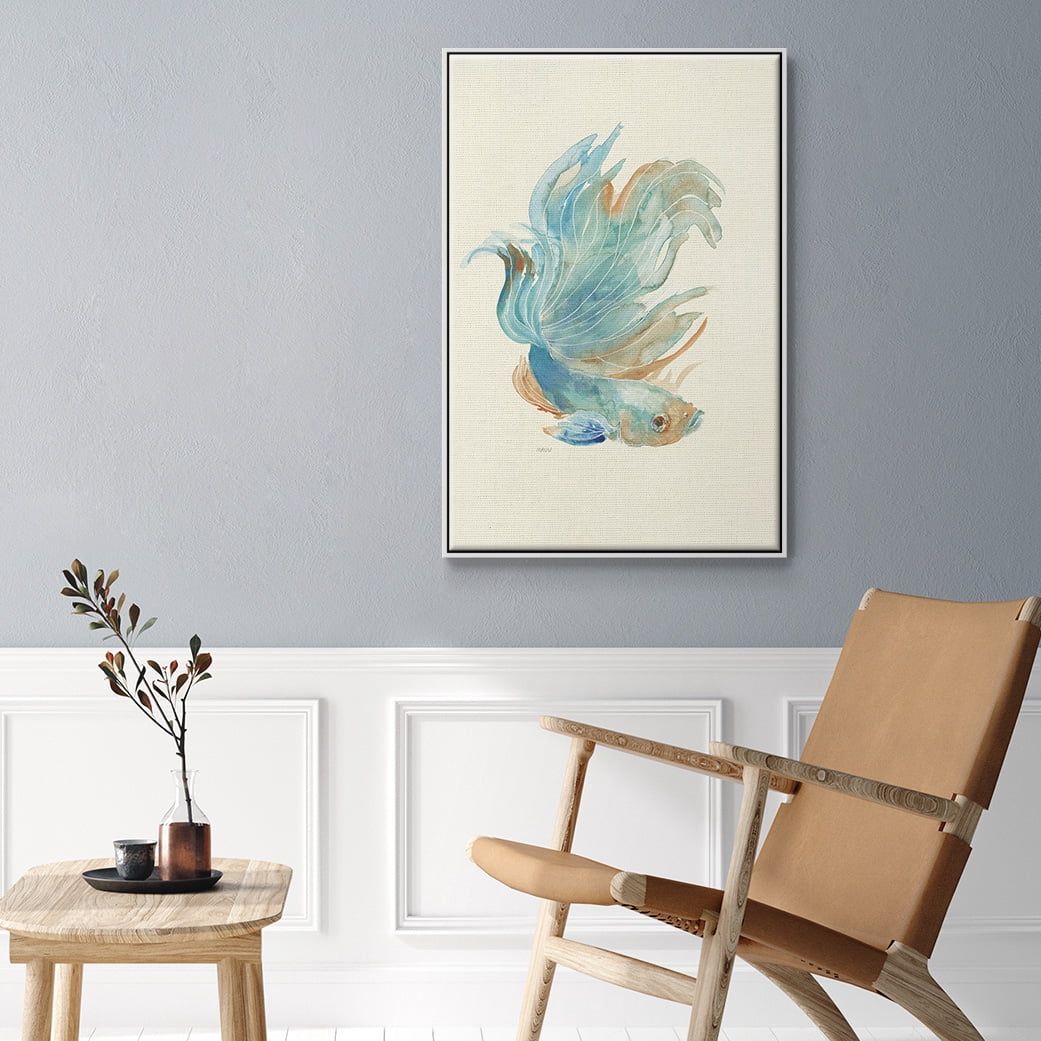 Betta I Framed Premium Gallery Wrapped Canvas - Ready to Hang - 25 x 37 - White Floating Frame