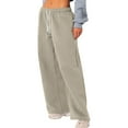 thumbnail image 2 of YDKZYMD Women's Sweatpants Light Gray Wide Leg Clearance Elasticwaist with Pockets Sweatpants High Waisted Straight Leg Fall Baggy Pants Teen Girls Flare Petite Jogger Pants Khaki XL, 2 of 7