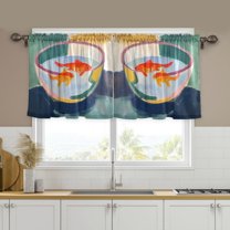 Yayeee Kitchen Curtains Set of 2 Light Filtering 57"x36" Over Sink Window Panels, Goldfish Bowl