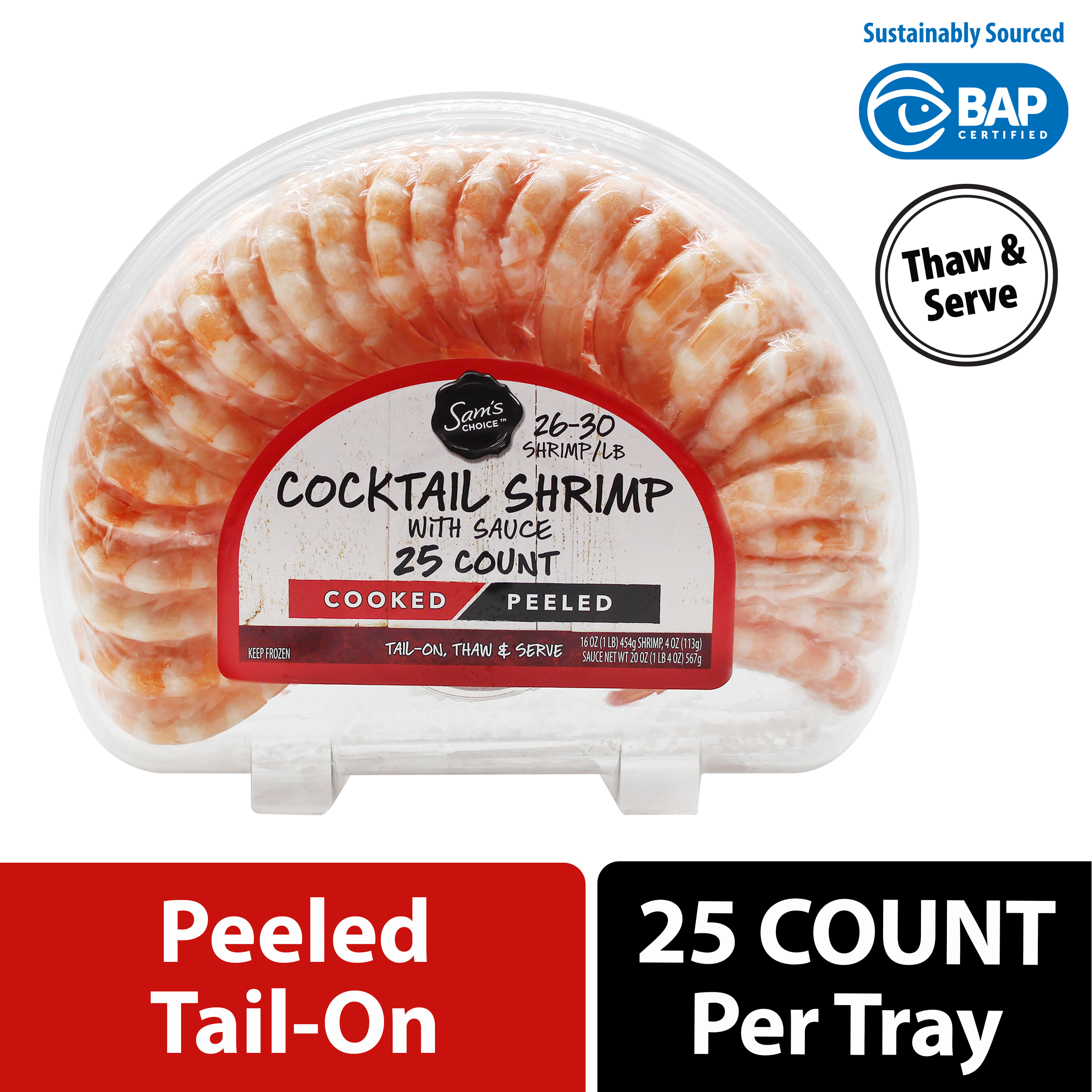 Sam S Choice Premium Frozen Cooked Medium Shrimp Cocktail Ring With Sauce 16 Oz Walmart Com