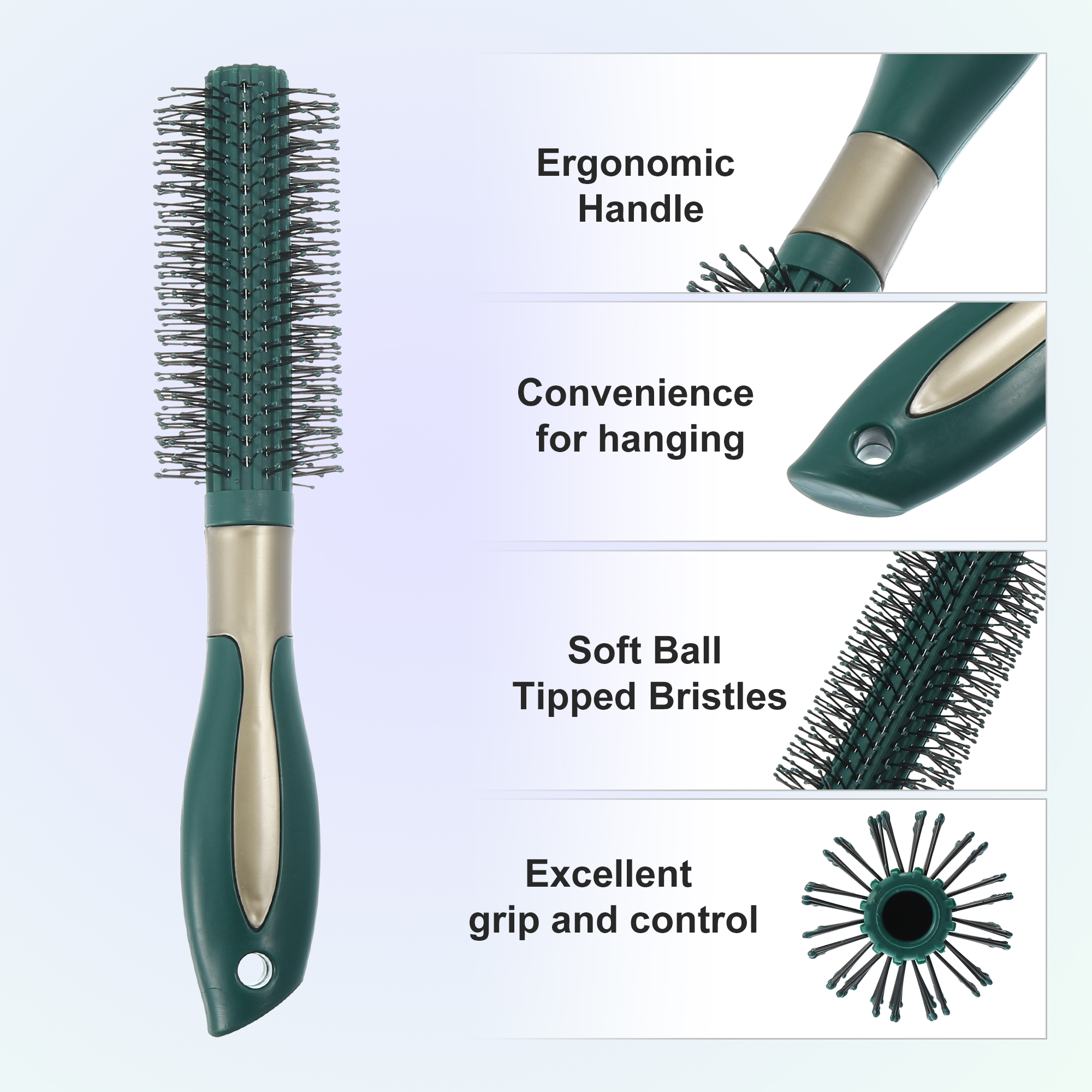 Unique Bargains Wet Hair Brush Detangling Brush Round Hair Comb for Women Green 1 Pc
