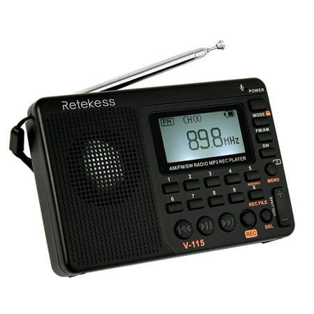 Retekess V-115 FM/AM/SW Radio Multiband Radio Receiver REC Recorder Bass Sound MP3 Player Speakers with Sleep Timer (Best Sounding Dab Radio)