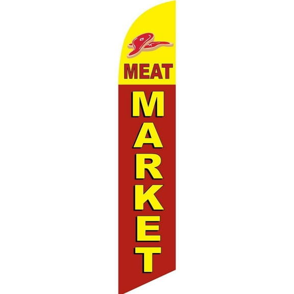Meat Market Feather Banner Swooper Flag - NO WIND REQUIRED - Replacement FLAG ONLY