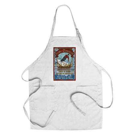 Ski Vermont Shop - Stowe Mountain, Vermont - Ski Shop Vintage Sign - Lantern Press Artwork (Cotton/Polyester Chef's Apron)