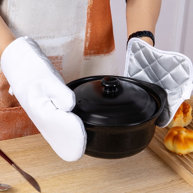 Lubelski 2Pcs Stove Oven Gloves Extra-Thick Non-slip Design Fine Sewing Heat-Resistant Cooking Baking Gloves Kitchen Tool