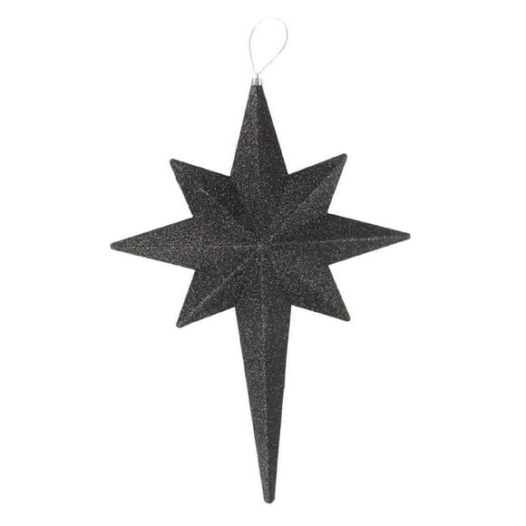 Christmas Central 20" Black and Silver Glittered Bethlehem Star Shatterproof Christmas Ornament