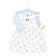 thumbnail image 2 of Hudson Baby Infant and Toddler Girls Cotton Dress and Cardigan Set, Pink Blue Flower, 3-6 Months, 2 of 5